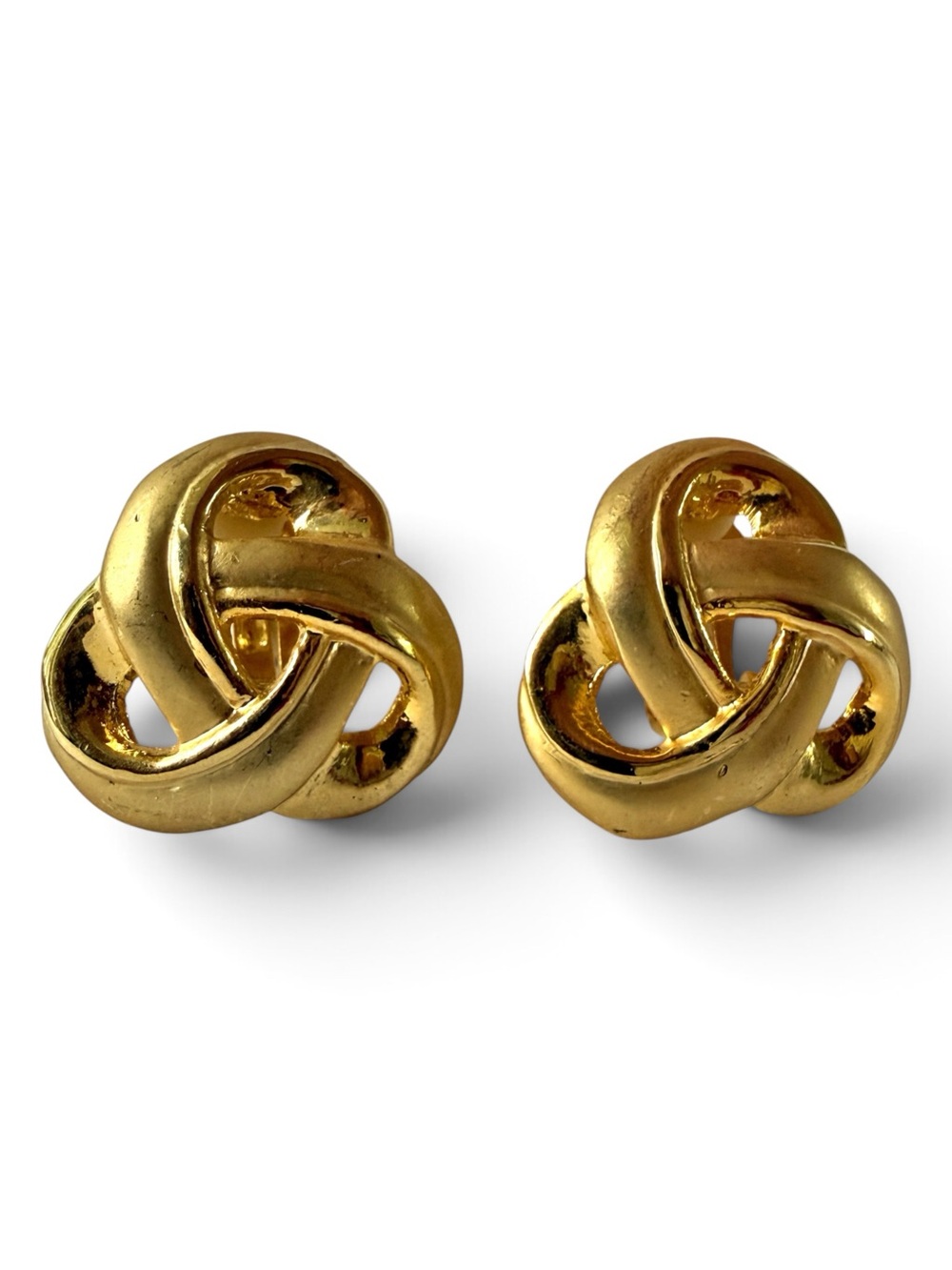 Vintage Classic Triangular Knot Gold-Tone Clip-On Earrings